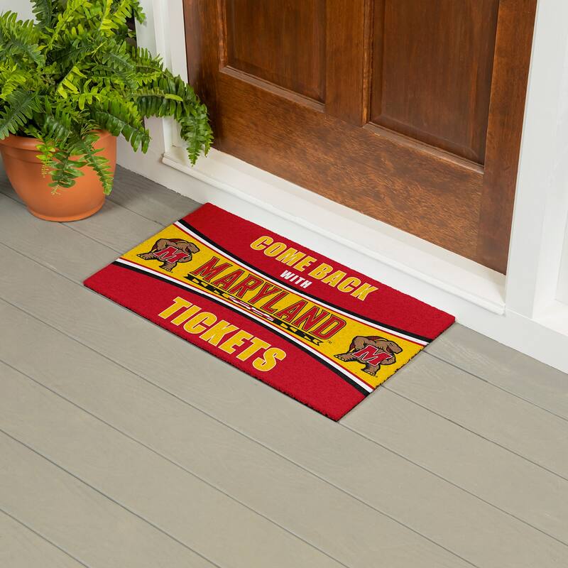 University of Maryland 28 in. x 16 in. PVC "Come Back With Tickets" Trapper Door Mat