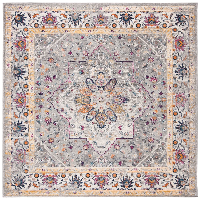 SAFAVIEH Evoke Slavenka Vintage Boho Medallion Rug - 6'7" Square - Grey/Grey