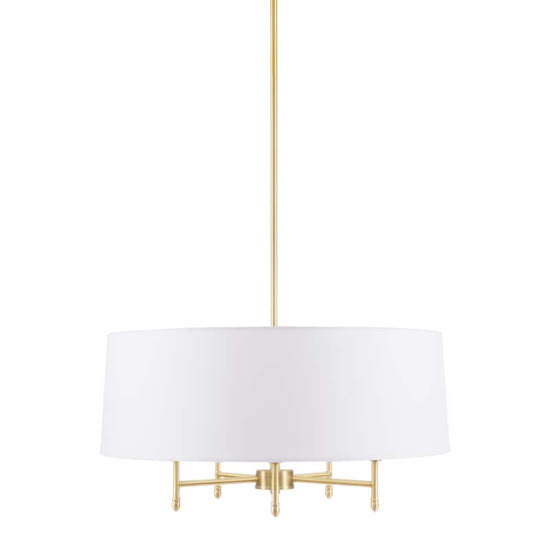 Madison Park Signature Presidio 5-Light Dimmable Chandelier with Drum-shaped Fabric Shade & Adjustable Height