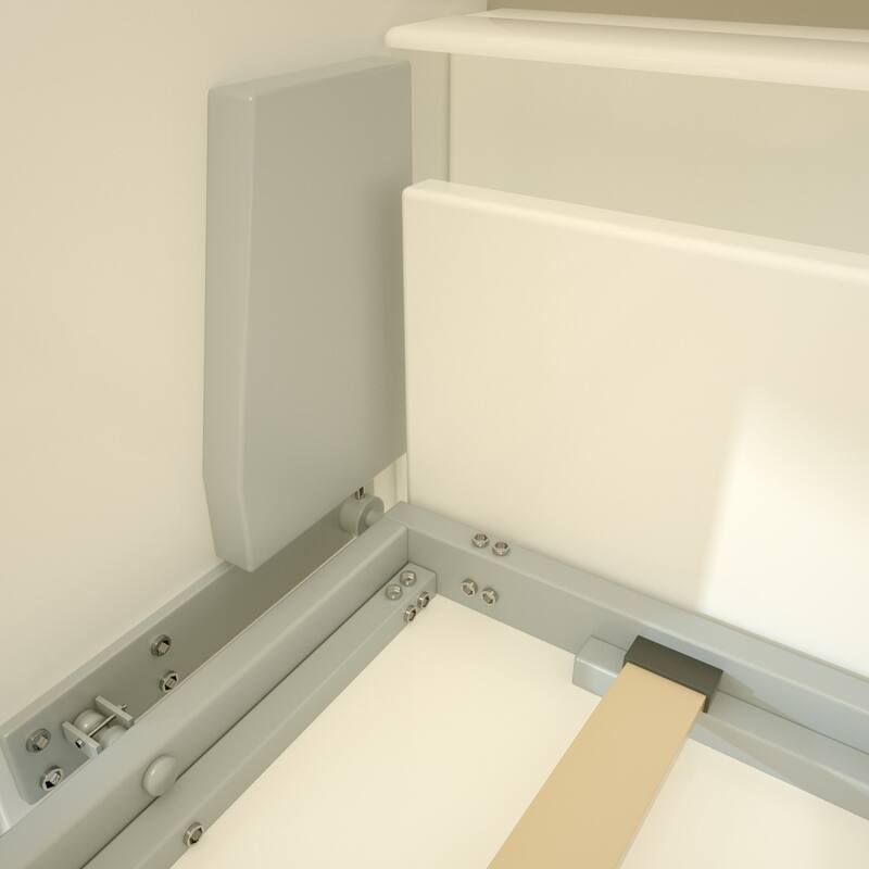 Space-Saving Twin Size Murphy Bed with Shelf Storage, White, Modern Design, Gas Struts