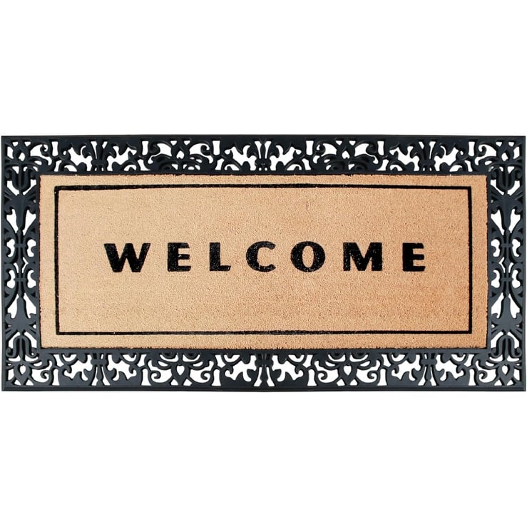 A1HC Rubber and Coir Heavy Duty Non Slip Welcome Indoor Outdoor Doormat, 30" X 60" - Flocked Welcome