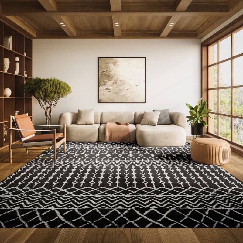 SAFAVIEH Tulum Metta Moroccan Boho Tribal Rug - 8' x 10' - Black/Ivory