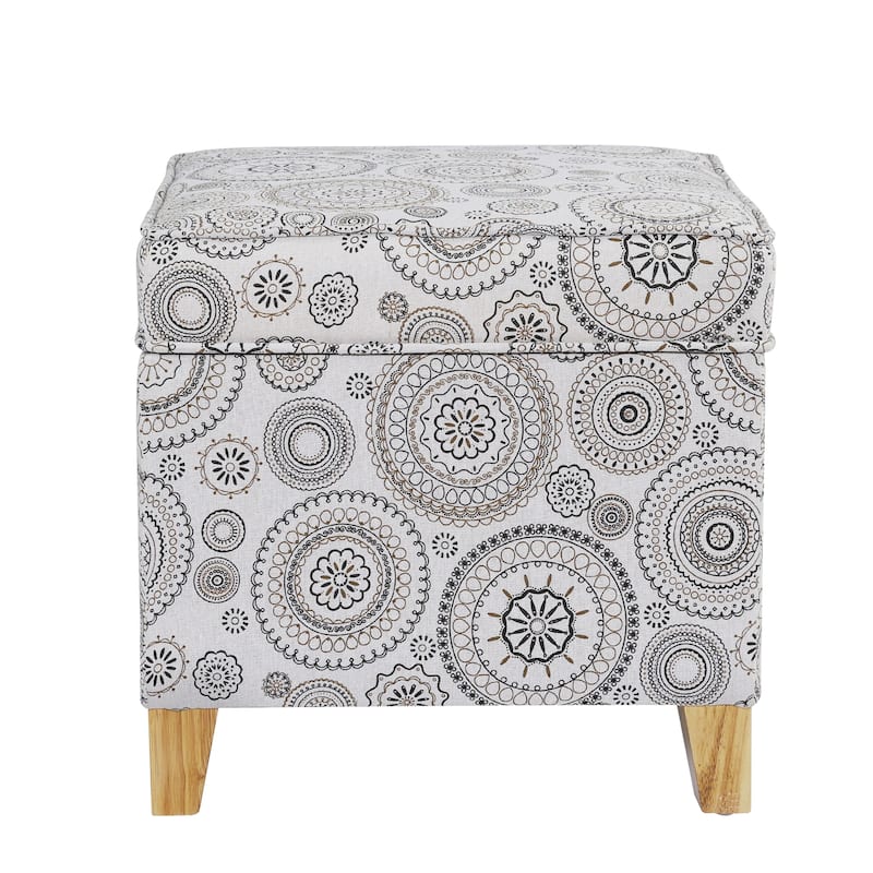 Adeco Square Storage Ottoman 17 inch Footstool