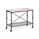 preview thumbnail 1 of 9, SEI Furniture Black Faux Marble Rolling Kitchen Island Kitchen Cart - Wood - Matte Black