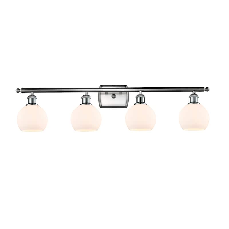 Innovations Lighting Athens - 4 Light 36" Bath Vanity Light - 6" Shade - Matte White/Brushed Satin Nickel Finish