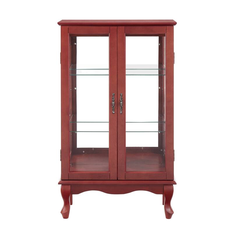 GDFStudio - Regency Traditional Storage Curio Cabinet with Tempered Glass Doors and Lighted Display