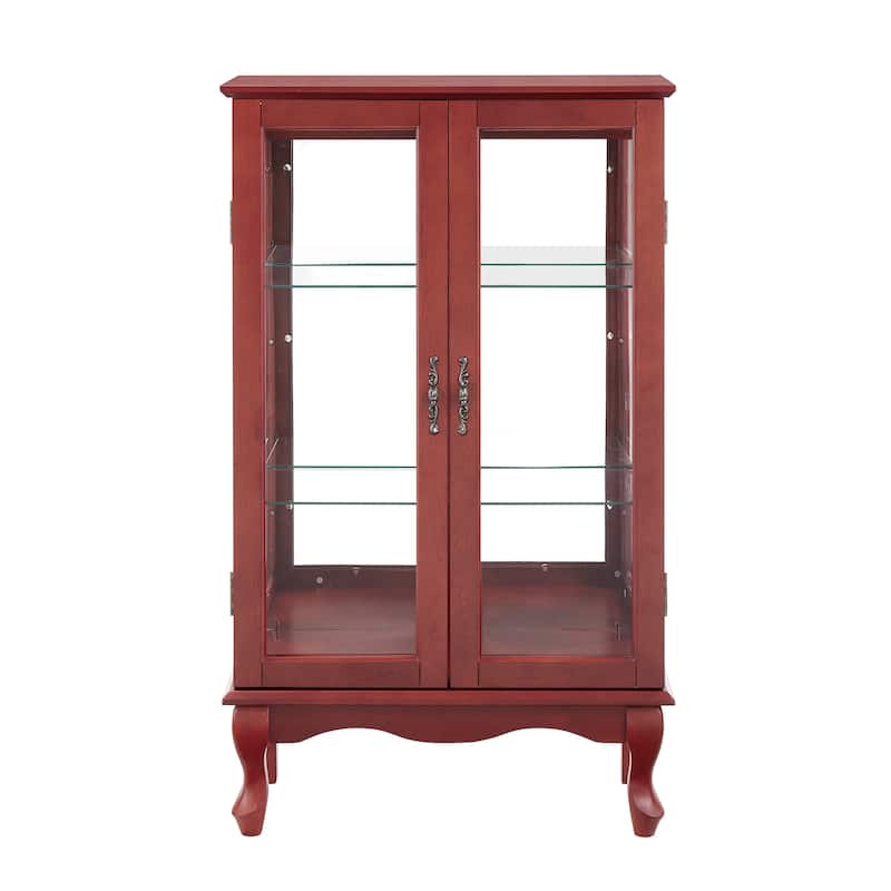 Lighted Curio Cabinet, Display Cabinet with Tempered Glass Doors, China Cabinet with Adjustable Shelves & Mirrored Back Pane