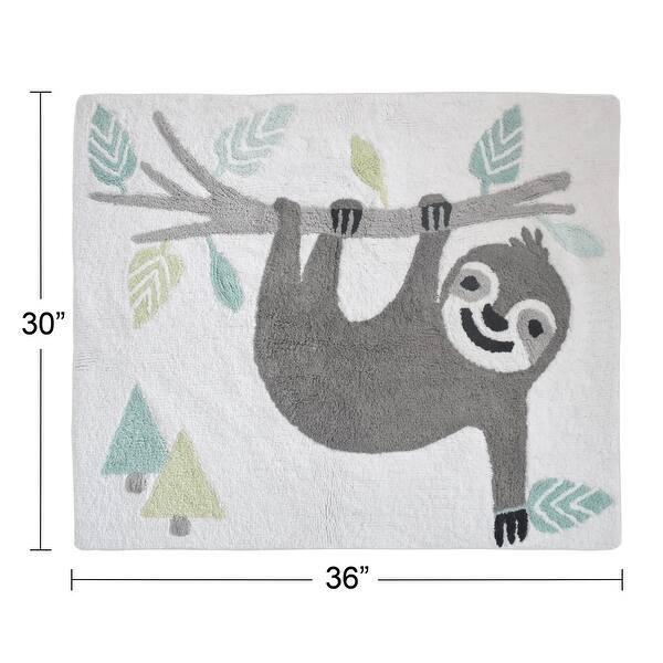 Turquoise Jungle Sloth Accent Floor Rug (2.5' x 3') - Grey and Green ...