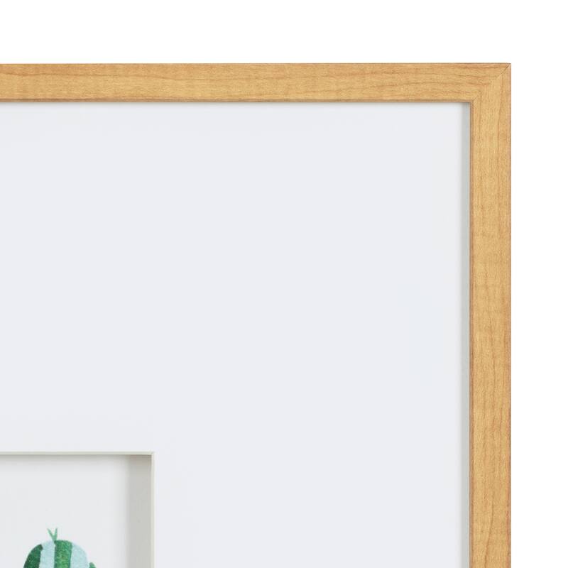 Kate and Laurel Liev Succulent Framed Print Art Set by Maja Mitrovic - Natural - 4 Piece 11x14 matted to 5x7 - Plastic - Brown