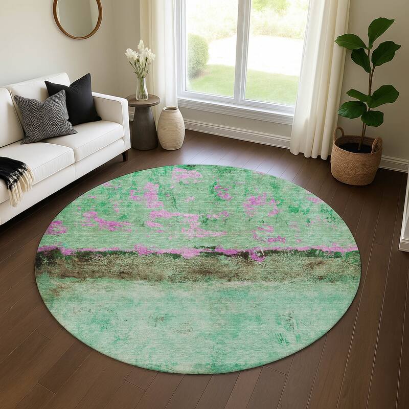 Premium Washable Super Soft Abstract Ombre Mayfield Rug - Green - 8' x 8'