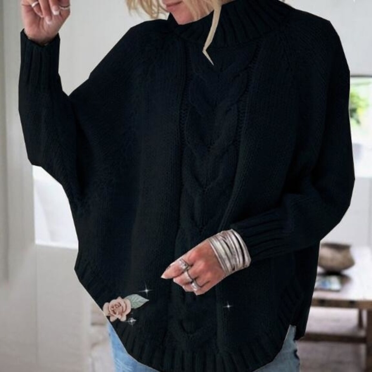 bat sleeve sweater jacket