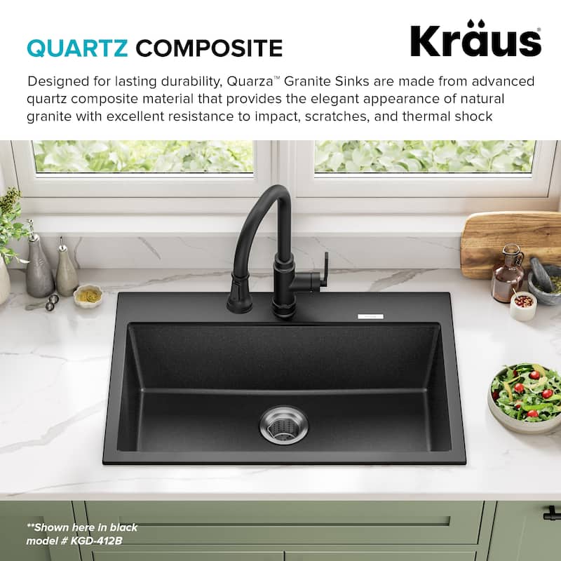 KRAUS Granite 31 inch 1-Bowl Undermount Drop-in Kitchen Sink