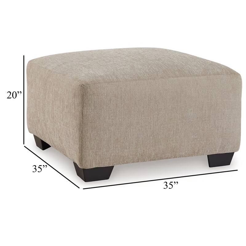 Baley Oversize Ottoman, Faux Wood Feet, Cork Brown Polyester 35 Inch