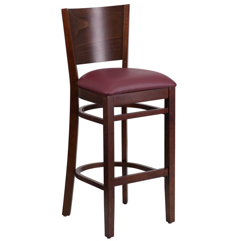 2 Pk. Lacey Series Solid Back Wooden Restaurant Barstool - 16.75"W x 18"D x 43.5"H - 16.75"W x 18"D x 43.5"H