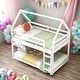 preview thumbnail 16 of 26, Modern Grey Twin Over Twin Low Bunk Bed,House-Shaped House Bed With Ladder