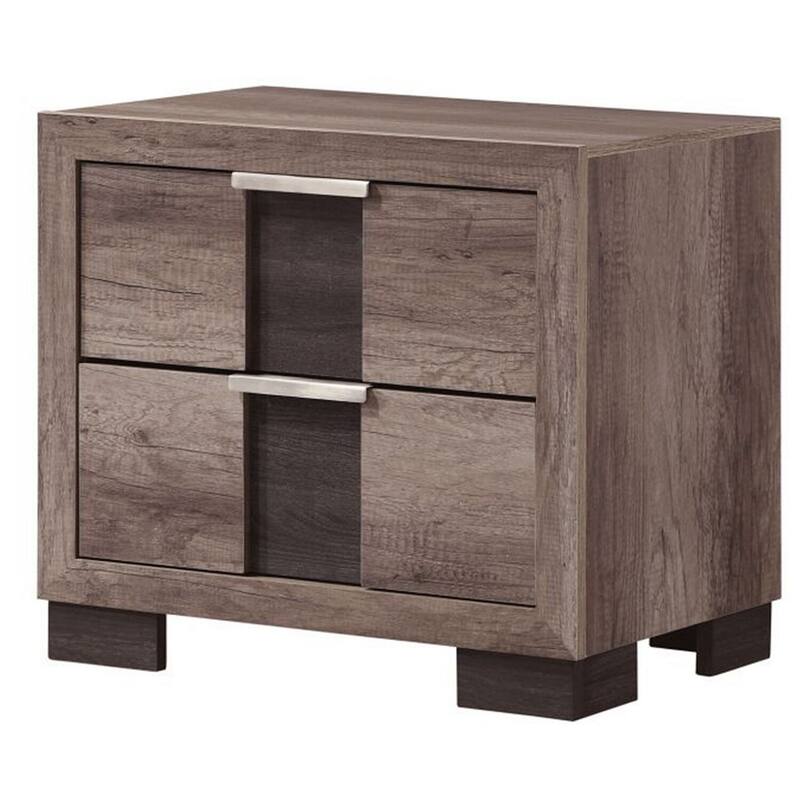 Brown 2 Drawer 15.35 in. W Nightstand with Sturdy Hardware and Ample Storage