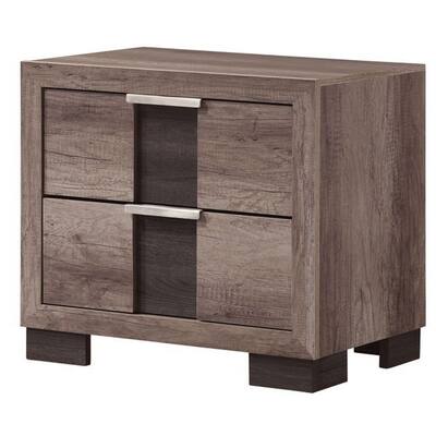 Brown 2 Drawer 15.35 in. W Nightstand with Sturdy Hardware and Ample Storage