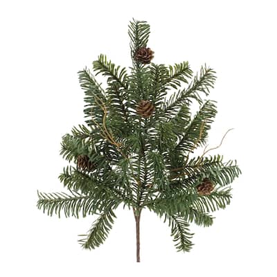 6 Piece Set Pine Leaves with Pinecone Artificial Christmas Stems 17"