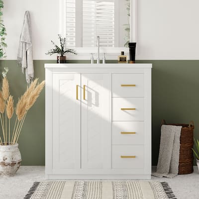 30'' Bathroom Freestanding Vanity with Resin Sink Combo