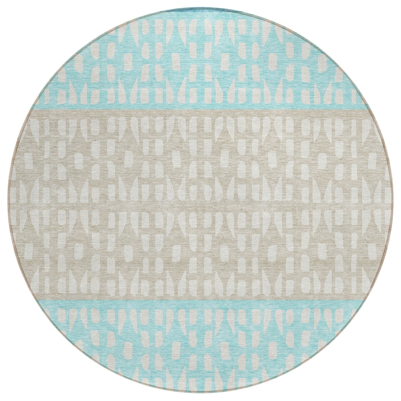 Machine Washable Indoor/ Outdoor Stripe Geo Chantille Rug