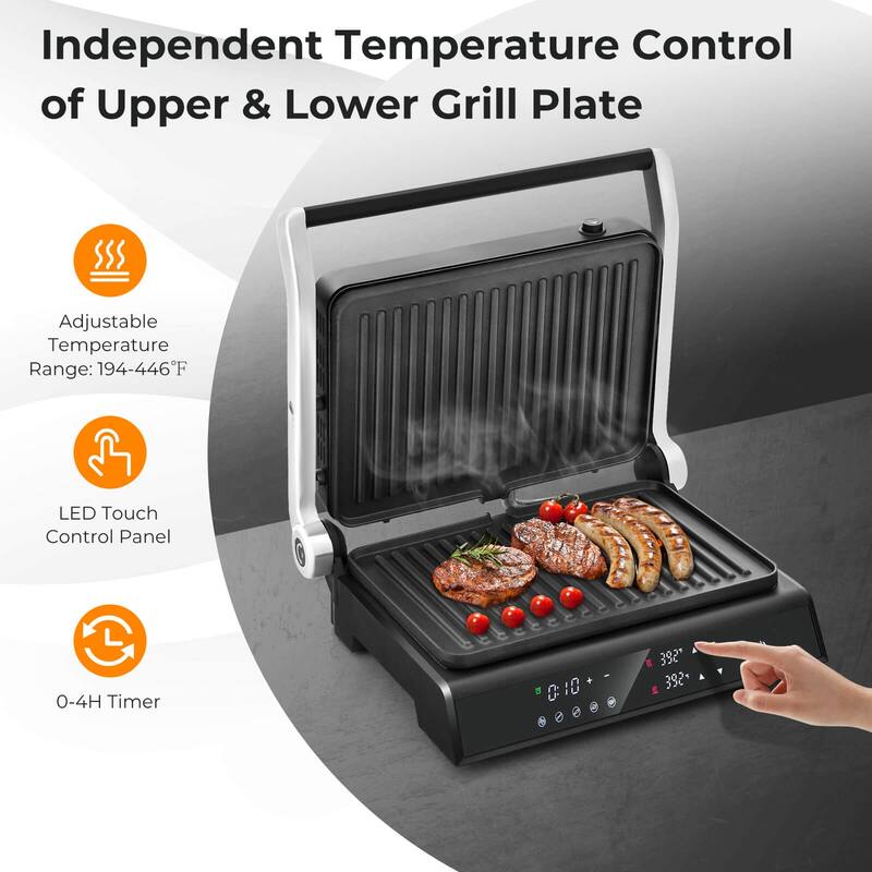 Costway Electric Panini Press Grill Sandwich Maker with LED Display & - See Details