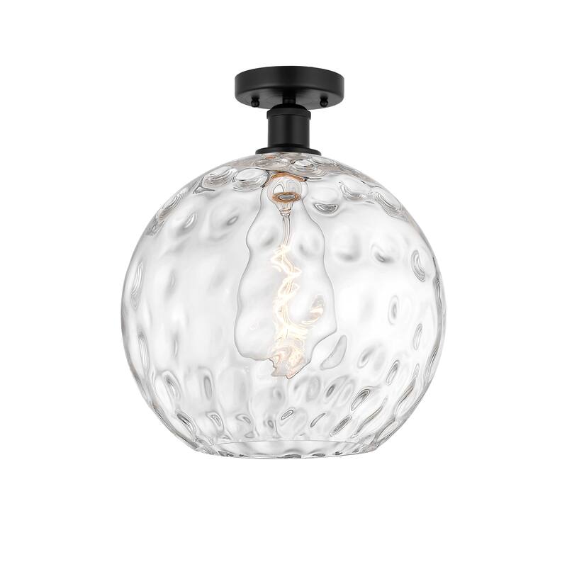 Innovations Lighting Edison Athens Water Glass - 1 Light 12" Semi-Flush Mount - Clear Water Glass/Matte Black