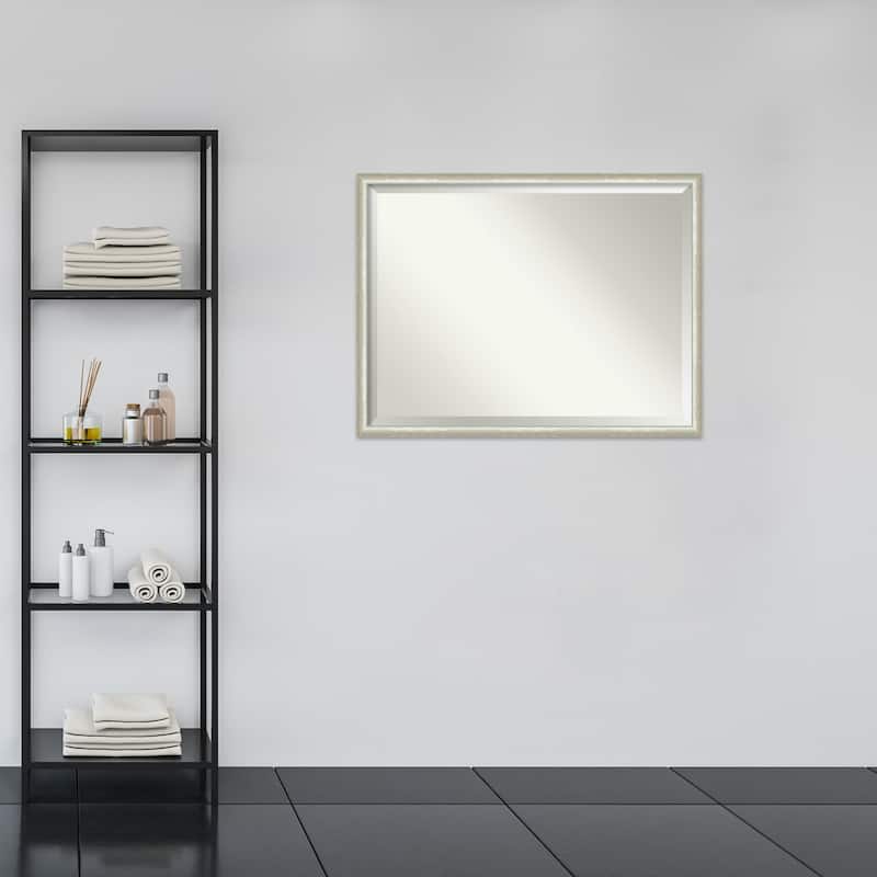 Two Tone Beveled Wood Framed Bathroom Vanity Wall Mirror