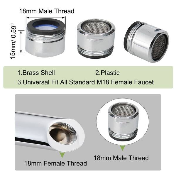 Shop 3pcs 18mm Faucet Aerator Universal Male Faucet Replacement
