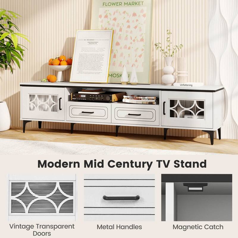 Costway 71" TV Stand for TVs up to 80" with Open Compartment Side
