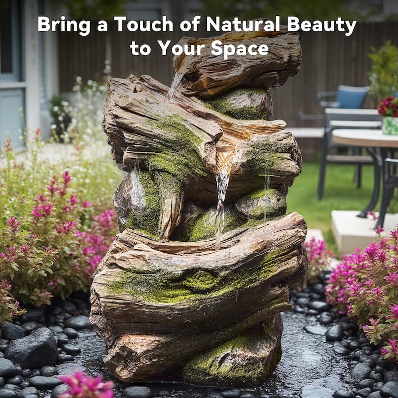 Polyresin Outdoor Rainforest Waterfall Fountain Weather Resistant with LED Lights