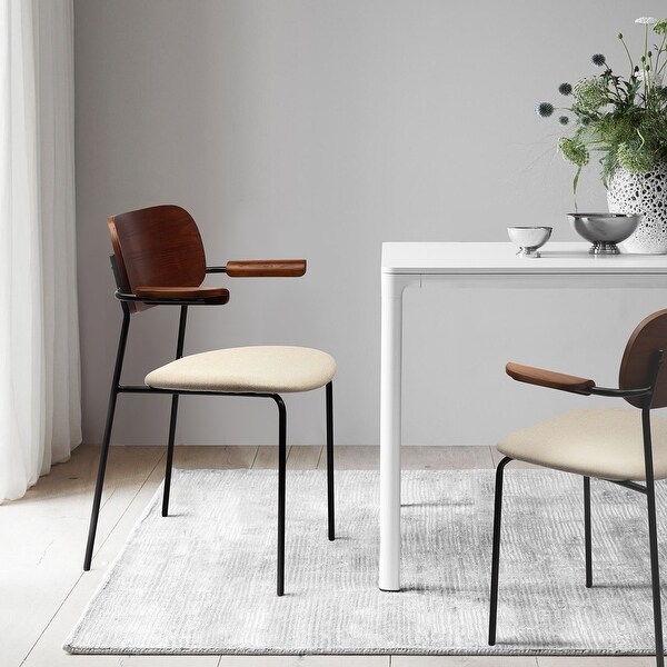 Shop Kyla Dining Chair Upholstered Seat Matte Black Metal Legs and