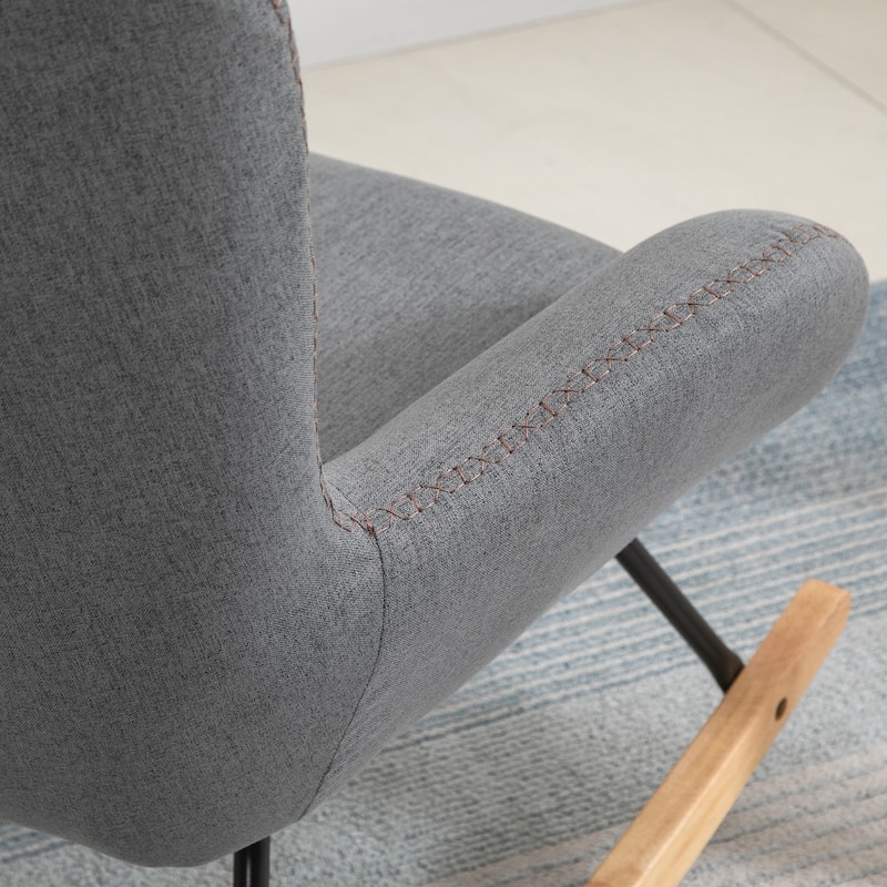 HOMCOM Modern Comfortable Relax Rocking Sofa Armchair Lounge Chair with Thick Padding Metal Frame Pillow Light Grey