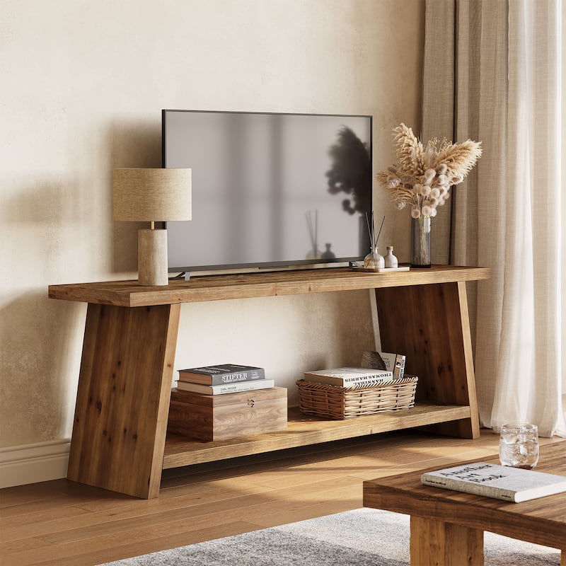 2-Tier Solid Wood TV Stand