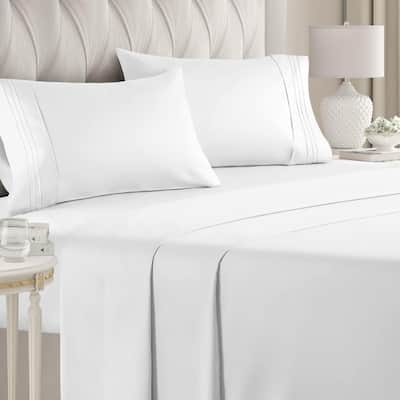 CGK Linens Brushed Microfiber Soft Wrinkle free 4 Piece Bed Sheet Set