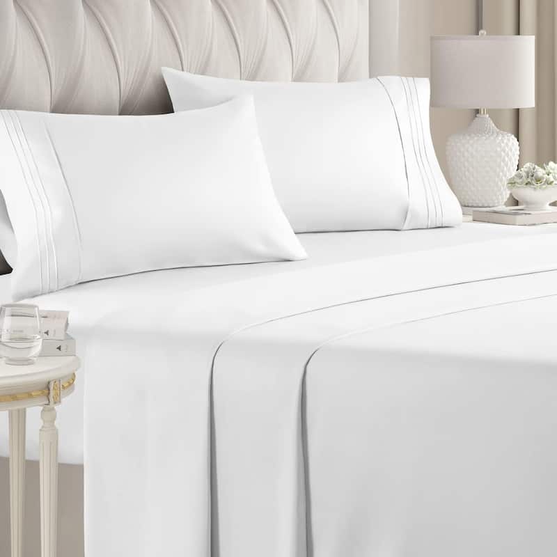 CGK Linens Brushed Microfiber Soft Wrinkle free 4 Piece Bed Sheet Set