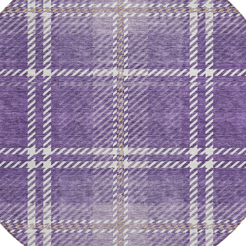 HomeRoots Plaid Transitional Rectangle Outdoor Rug
