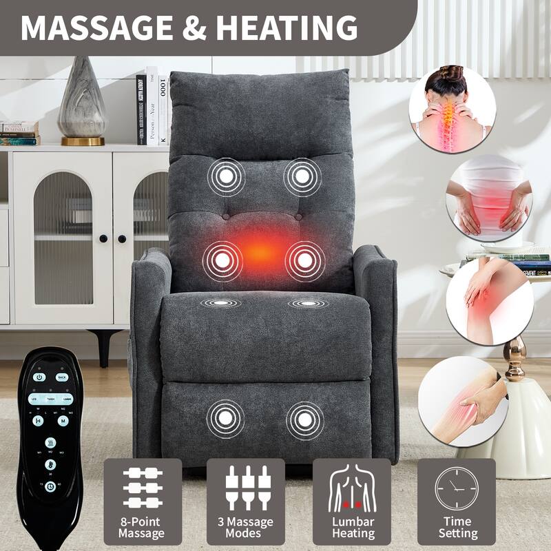 Single Motor Power Lift Recliner with USB Port and 155 Degree Recline