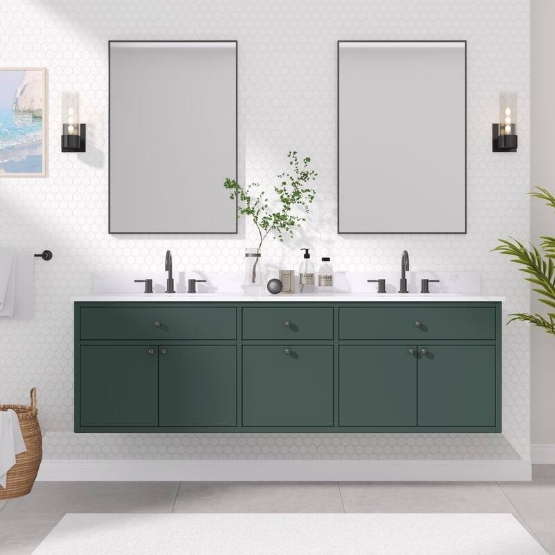 Avanity Paisley 72 in. Double Sink Vanity with Cala White Engineered Top