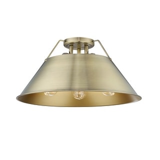 Yep by Golden Lighting Orwell 3-light Flush Mount in Aged Brass and Opal Glass - Gold