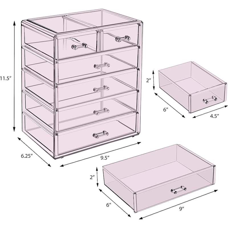 Sorbus New Cosmetics and Jewelry Big Storage Case Display - 4 large, 2 small drawers - 9.50" L x 6.25" W x 11.25" H