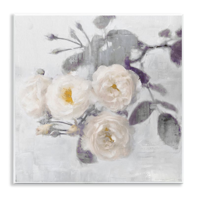 Stupell White Blooms on Grey Wall Plaque Art Design By Emily Ford - 12 x 12