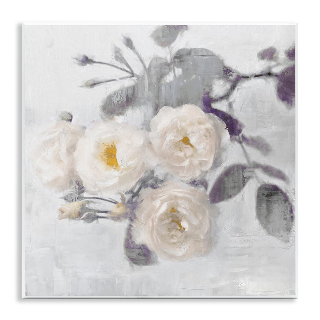 Stupell White Blooms on Grey Wall Plaque Art Design By Emily Ford