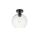 preview thumbnail 23 of 35, 1-light Flush-mount Ceiling Fixture w/ 10-in. Spherical Clear Glass Shade