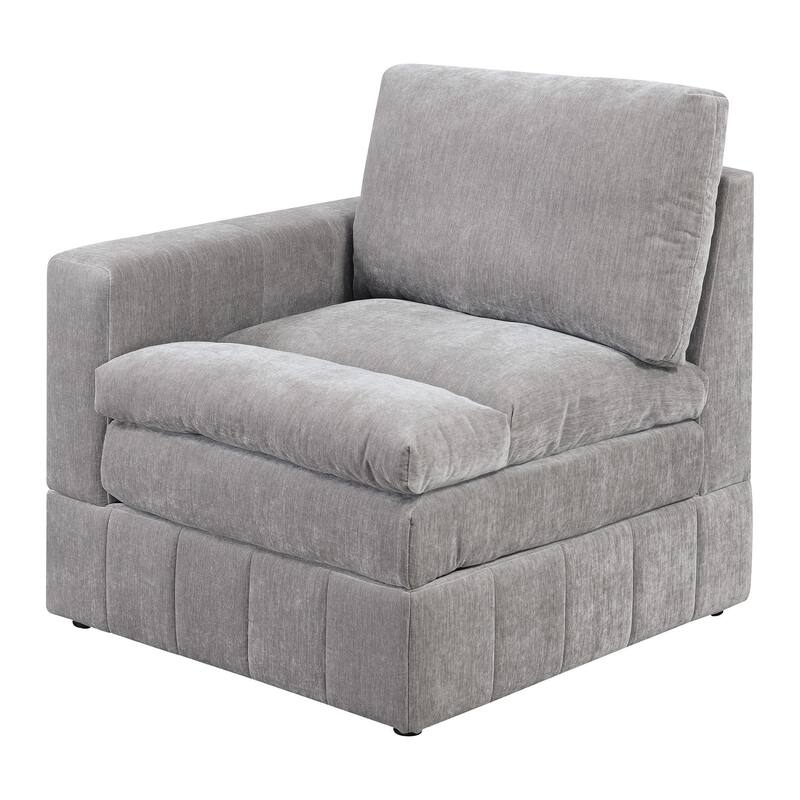 Luna 33 Inch Modular 1 Arm Corner Chair, Triple Plush Cushioned Seat, Gray - Grey