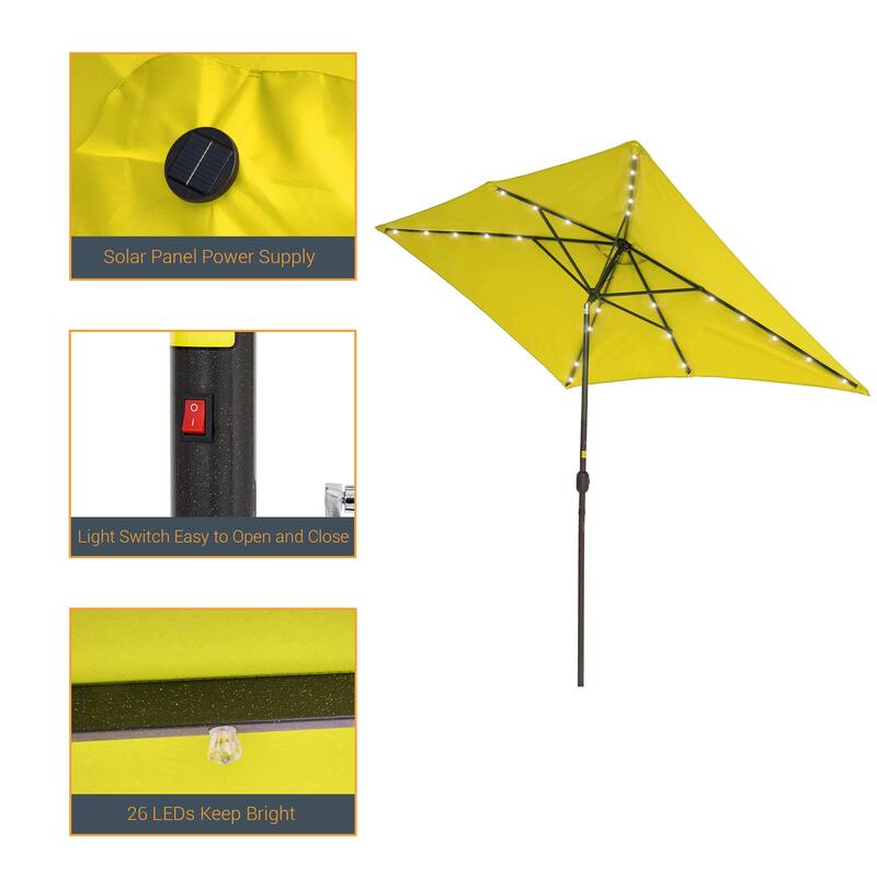 LIVOOSUN Patio LED 10 x 6.5Ft Market Umbrella Aluminum/Steel Outdoor Table Rectangle Umbrella with Tilt
