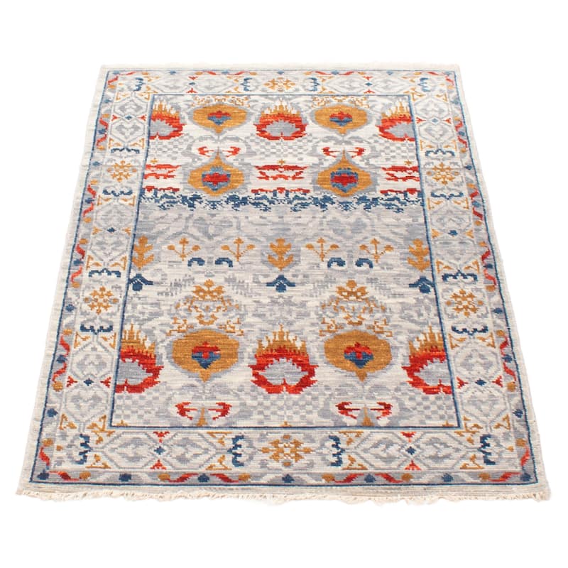 ECARPETGALLERY Hand-knotted Mystique Grey Wool Rug - 4'1 x 6'1