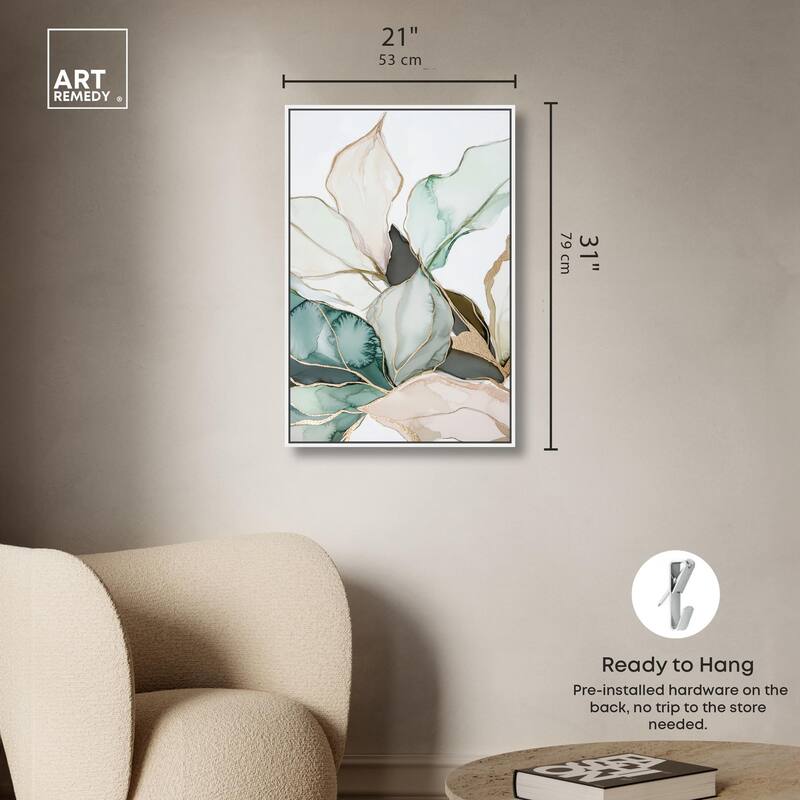 Pastel Leaves with Gold III Canvas by Art Remedy