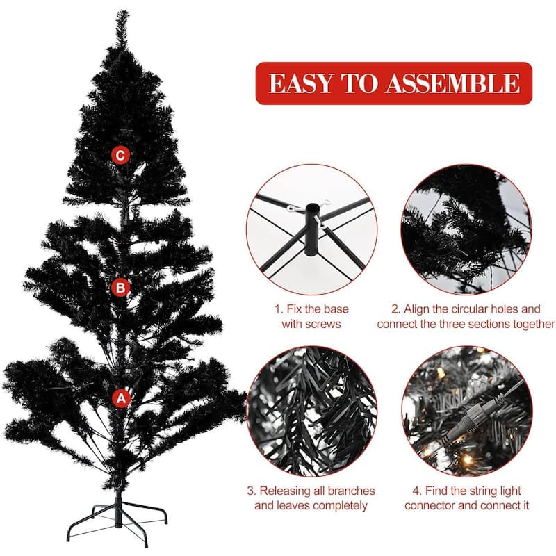 6.5 Ft Prelit Artificial Christmas Tree, Xmas Decoration for Living Room Hallway Office - 6.5 ft