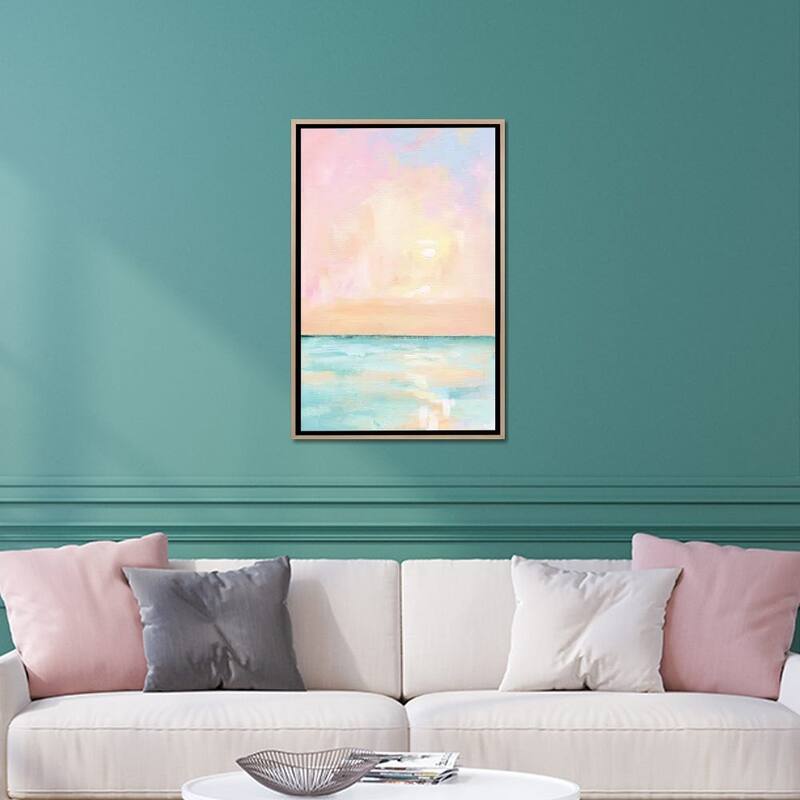 "Pastel Florida Sunset" by April Moffatt Framed - 26x18 - Natural