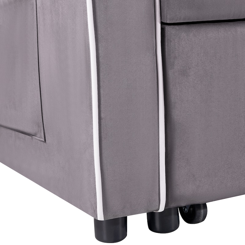 Modern Multifunctional Foldable Sofa Bed with Adjustable Backrest, Upgraded Suede Fabric, USB Port, Ashtray - 55" * 35" * 30"